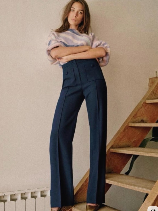 Sezane Pants - Sézane Dan Trousers Navy,  Size 34 US 2